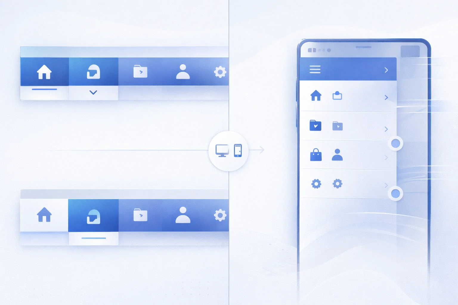 Navigasyon menüsü tasarımı - responsive menü yapısı, hamburger menü, dropdown navigasyon gösterimi