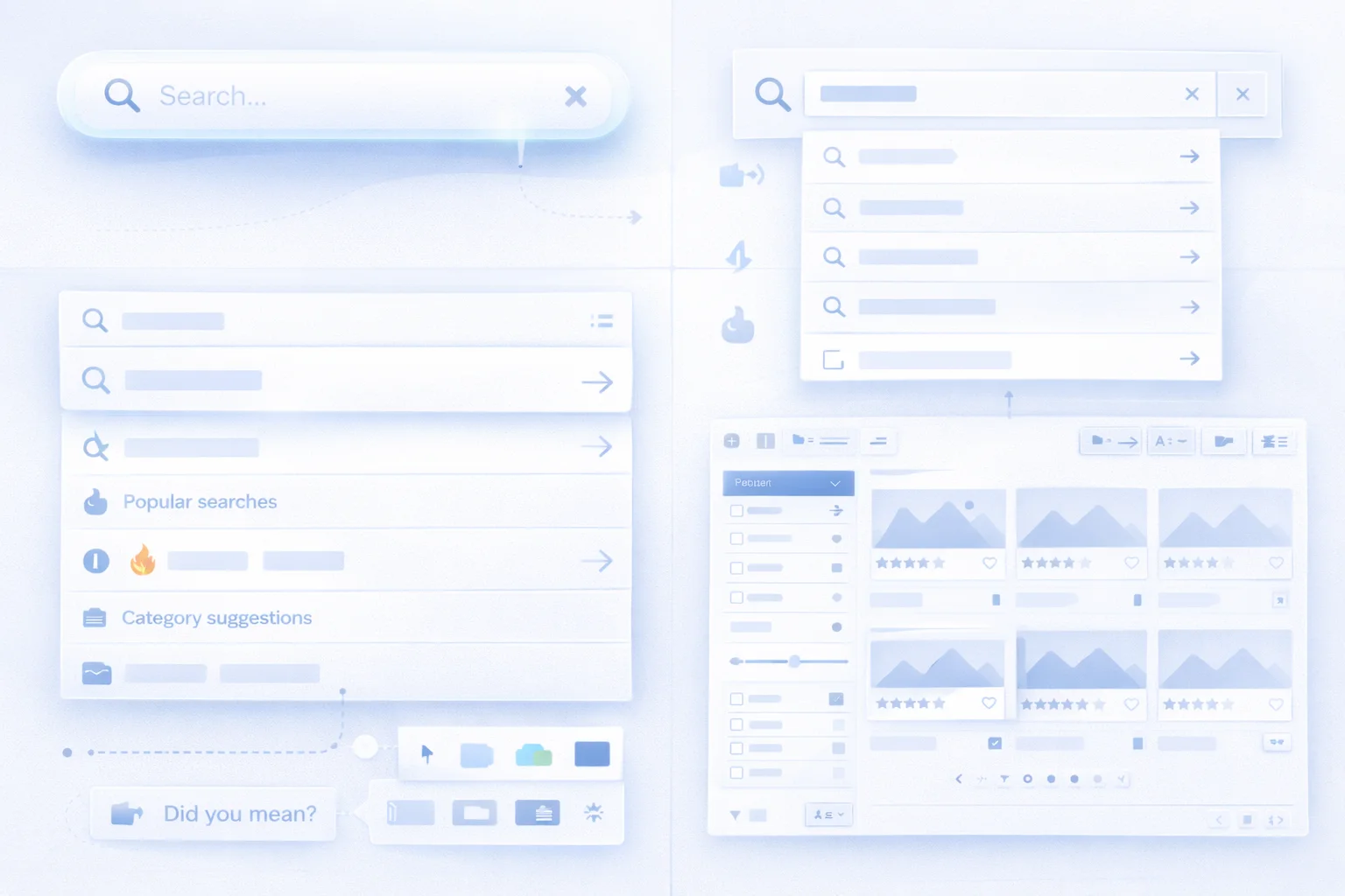 Site içi arama - arama kutusu, autocomplete, sonuç sayfası, filtreleme gösterimi
